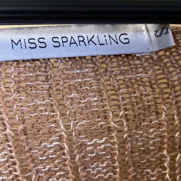 Sz S Miss Sparkling Light Brown Cross Front Soft Polyester Sweater Gathered Side - Picture 2 of 6